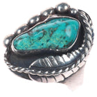 sz10 Vintage Navajo sterling silver turquoise feather bezel ring