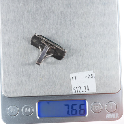 sz6.5 big vintage Navajo sterling silver green/maroon jasper ring