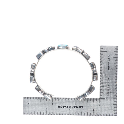 6.6" Victoria Masse Stoll sterling silver turquoise/jasper bears cuff bracelet