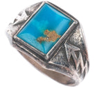 sz7 Blue Gem turquoise vintage Bell Trading post sterling silver lightning ring