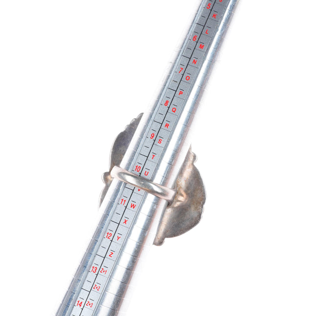 sz10.5 Huge Vintage Navajo sterling silver feather bezel ring with turquoise