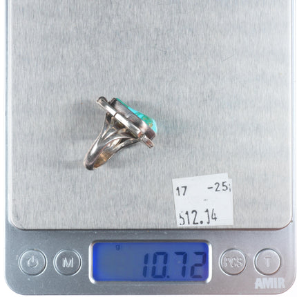 sz7.5 Vintage Navajo sterling silver green/blue Royston turquoise ring