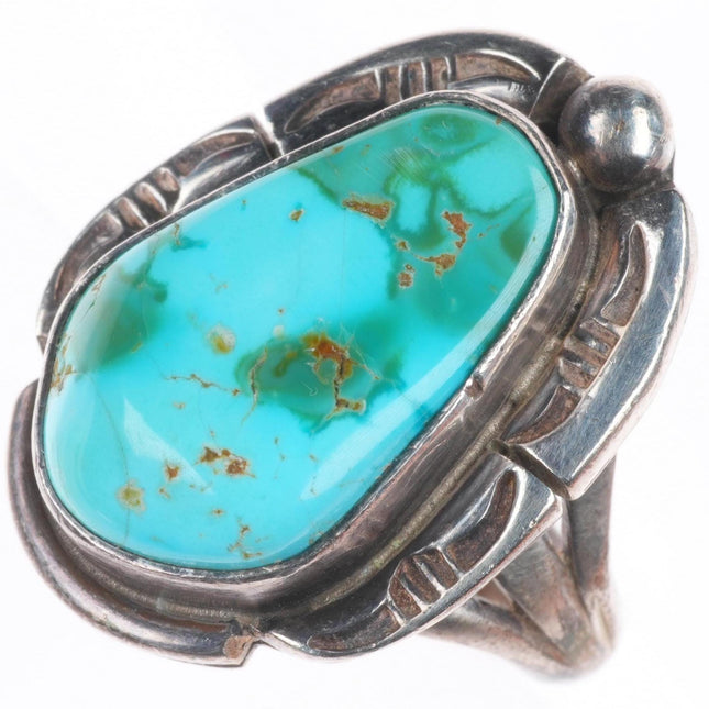 sz7.5 Vintage Navajo sterling silver green/blue Royston turquoise ring