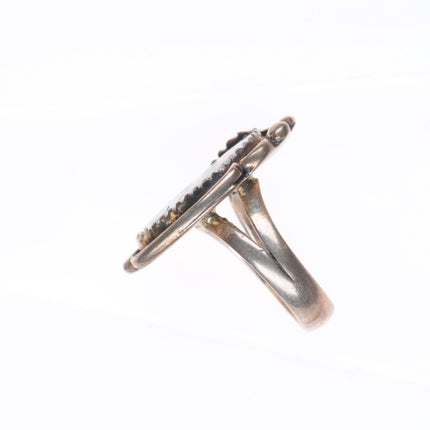 sz6 Vintage Zuni sterling silver Ghan dancer inlay women's ring