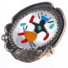 sz6 Vintage Zuni sterling silver Ghan dancer inlay women's ring