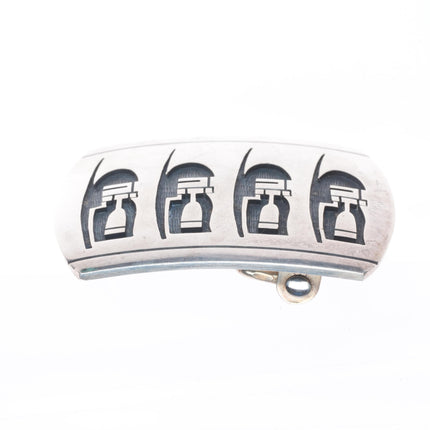 small Charleston Lewis Hopi overlay Long Hair Kachina belt buckle