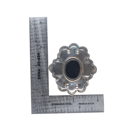 James Reid Santa Fe Southwestern sterling silver onyx belt buckle