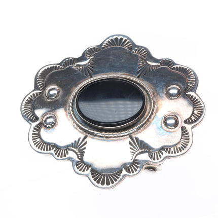 James Reid Santa Fe Southwestern sterling silver onyx belt buckle
