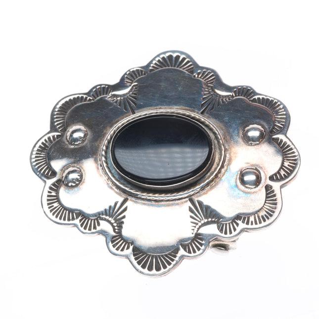 James Reid Santa Fe Southwestern sterling silver onyx belt buckle
