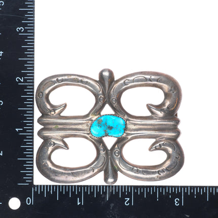 Vintage Navajo sterling silver turquoise cast belt buckle