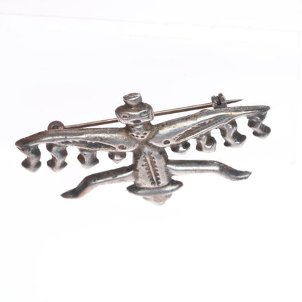c1930's Vintage Navajo sterling silver cast knifewing pin/brooch