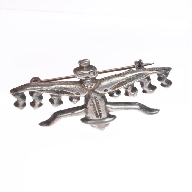 c1930's Vintage Navajo sterling silver cast knifewing pin/brooch