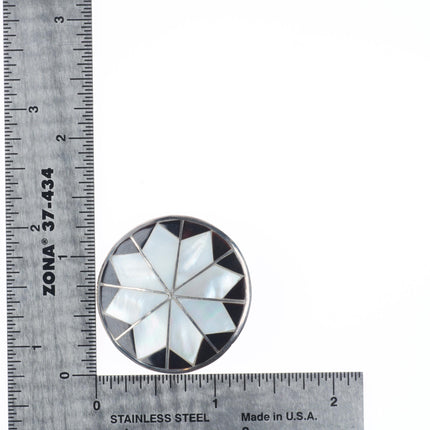 Vintage Zuni sterling silver, jet/shell star pendant/pin/brooch