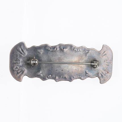 30's-40's Vintage Navajo sterling silver 3 stone turquoise pin/brooch