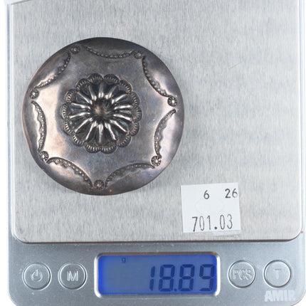 40's-50's Vintage Navajo sterling silver stamped concho style pin/brooch