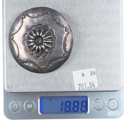 40's-50's Vintage Navajo sterling silver stamped concho style pin/brooch