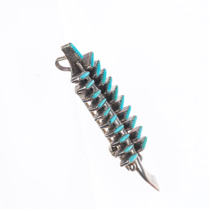 Vintage Zuni pendant/pin sterling silver, turquoise needlepoint feather brooch