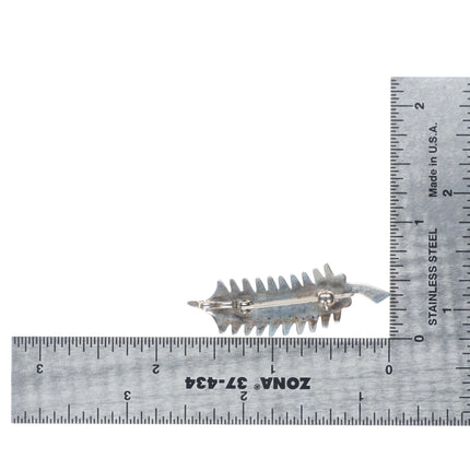 Vintage Zuni pendant/pin sterling silver, turquoise needlepoint feather brooch