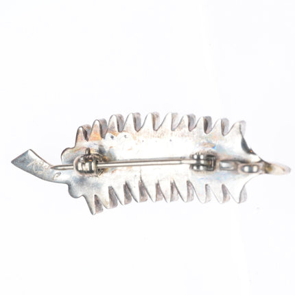 Vintage Zuni pendant/pin sterling silver, turquoise needlepoint feather brooch