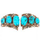 Robert and Bernice Leekya Zuni 14k gold/sterling silver watch tips w/turquoise