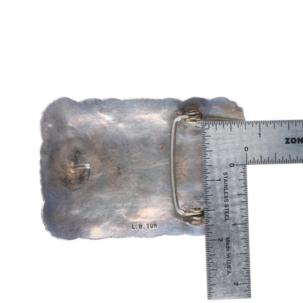 LB Tom Vintage Navajo sterling silver turquoise/shell inlay belt buckle