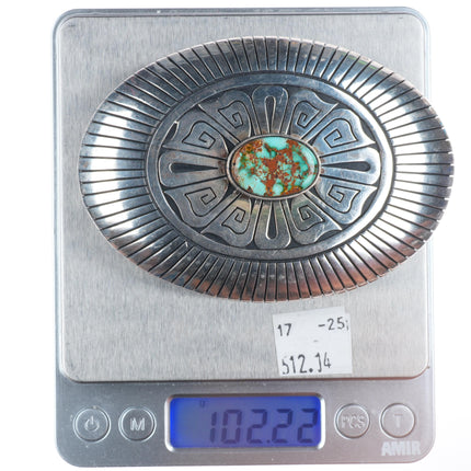 Large Robert Johnson Navajo sterling silver high grade turquoise belt buckle