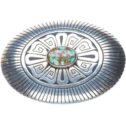 Large Robert Johnson Navajo sterling silver high grade turquoise belt buckle