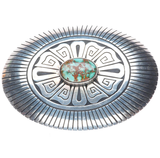 Large Robert Johnson Navajo sterling silver high grade turquoise belt buckle