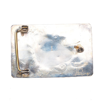 Vintage Navajo gold fill sterling silver Birds Eye Kingman turquoise belt buckle