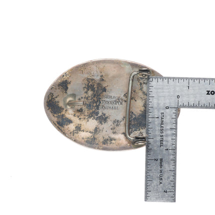 J Franklin Navajo sterling silver chip inlay peyote bird belt buckle