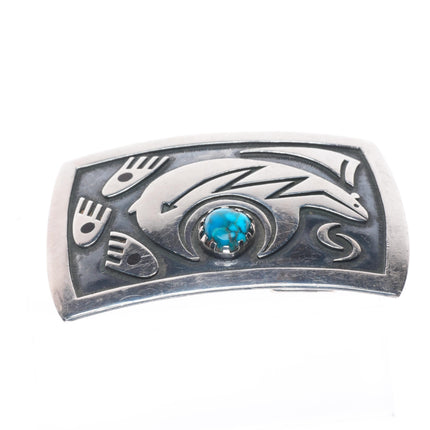 Floyd Namingha Lomakuyvaya Hopi Bisbee Turquoise sterling silver belt buckle