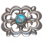 Wilford Henry Navajo vintage cast sterling silver belt buckle with turquoise