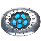 vintage Navajo sterling silver shadowbox turquoise cluster belt buckle