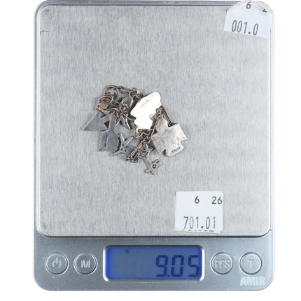 6.75" 1940's Vintage Navajo sterling silver Fred Harvey link charm bracelet