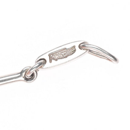 7" Ray Tracey Knifewing sterling silver multi-stone inlay bear link bracelet