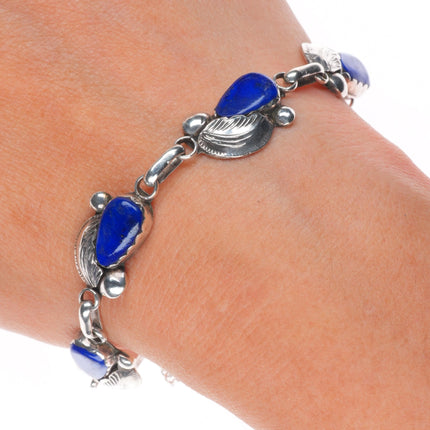 7" Simplicio Zuni sterling silver lapis lazuli link bracelet
