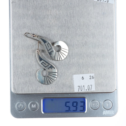 Everett & Mary Teller Navajo sterling silver long dangle earrings