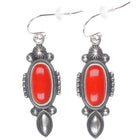 Stanley Parker Navajo sterling silver high grade coral dangle earrings