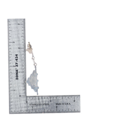 Vintage Zuni sterling silver needlepoint turquoise dangle earrings