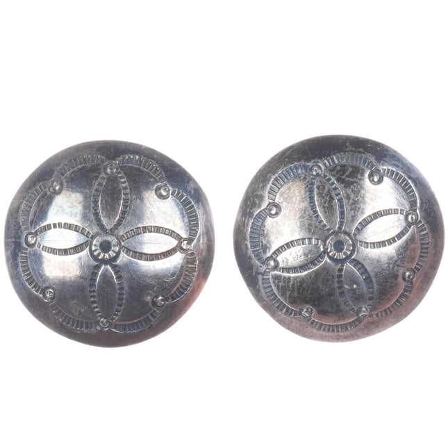 30's-40's UITA3 Navajo hand stamped sterling silver concho style earrings