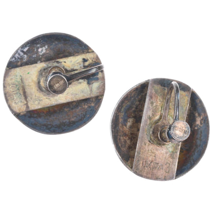 30's-40's UITA3 Navajo hand stamped sterling silver concho style earrings