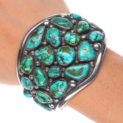 6.5" Vintage Coolidge Nez Navajo Royston turquoise sterling silver cuff bracelet