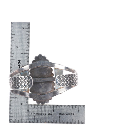 6.75" 1940's Navajo sterling silver large stone turquoise cuff bracelet