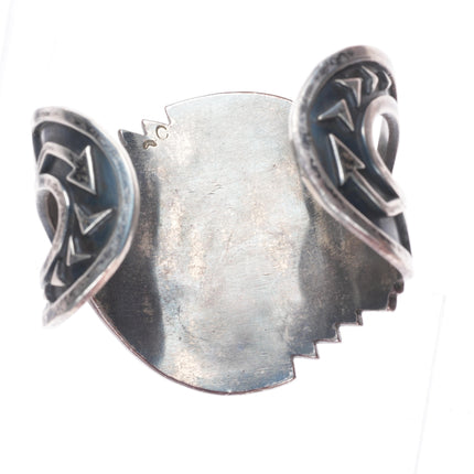 6.5" Carl Allen Begay Navajo sterling silver flush inlay turquoise cuff bracelet
