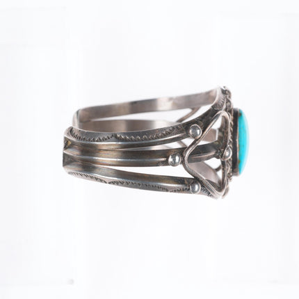 6.1" 30's-40's Vintage Navajo sterling silver hearts/carinated cuff bracelet