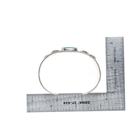 6.2" Vintage Navajo sterling silver hand stamped cuff bracelet with turquoise