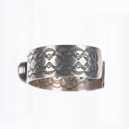 6.6" Edison Billy Navajo hand stamped sterling silver cuff bracelet w/turquoise