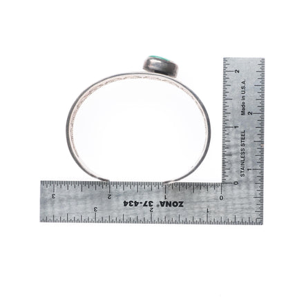 6.6" Edison Billy Navajo hand stamped sterling silver cuff bracelet w/turquoise
