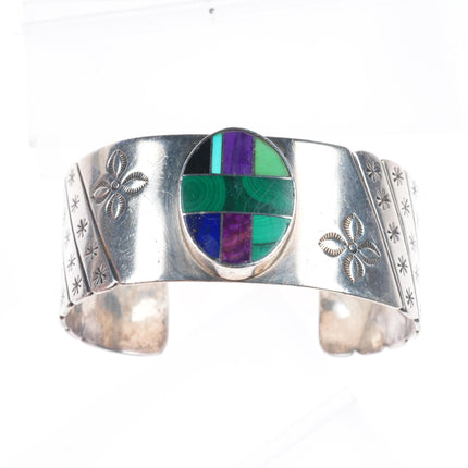 6.5" Donald Douglas Navajo sterling silver sugilite/turquoise cuff bracelet