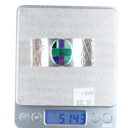 6.5" Donald Douglas Navajo sterling silver sugilite/turquoise cuff bracelet